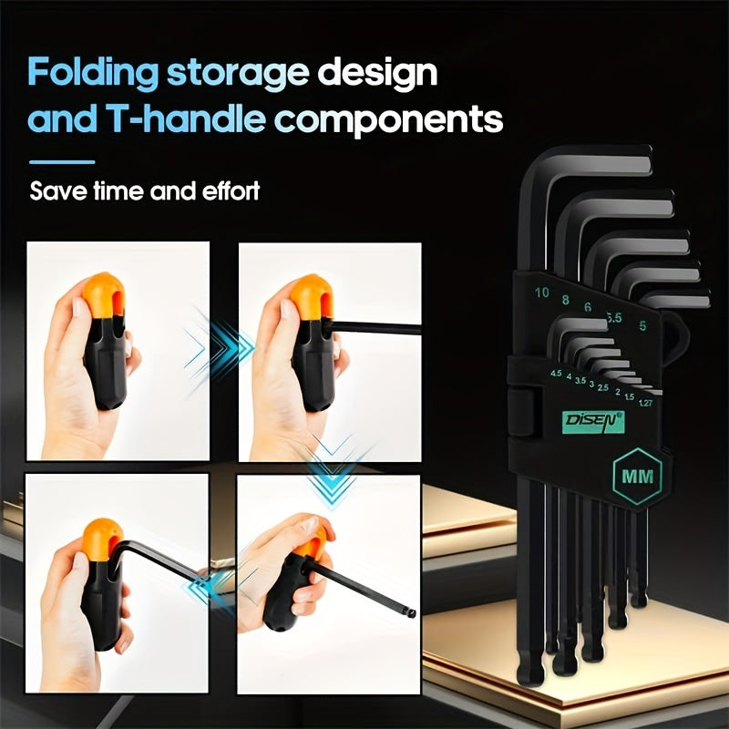 Juego de llaves Allen de 36 piezas en SAE y métrico con Torx y cabeza esférica