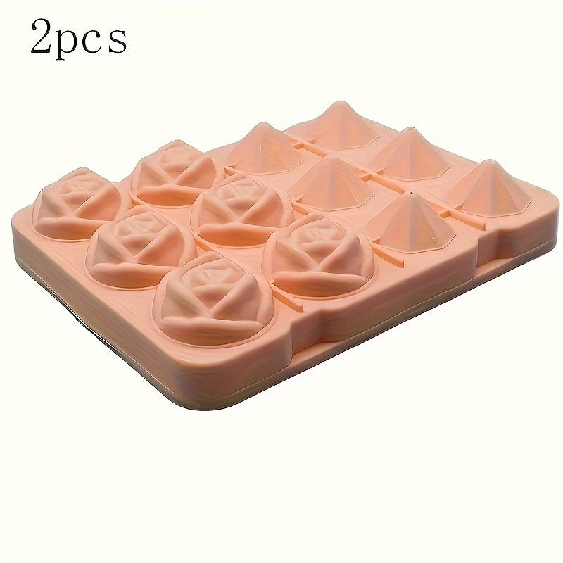 Ice Cube Mold Set 2 Silicone Trays for Ice, Chocolates, Jellies, Whiskey