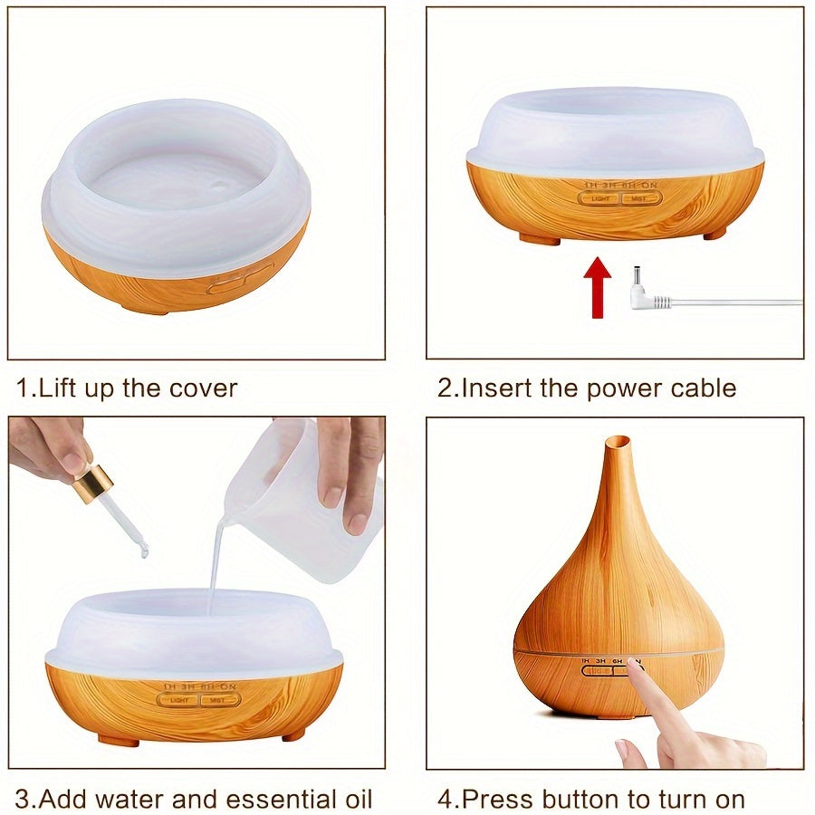 Aromatherapy Humidifier with 7-Color LED Lights, USB Powered, Quiet