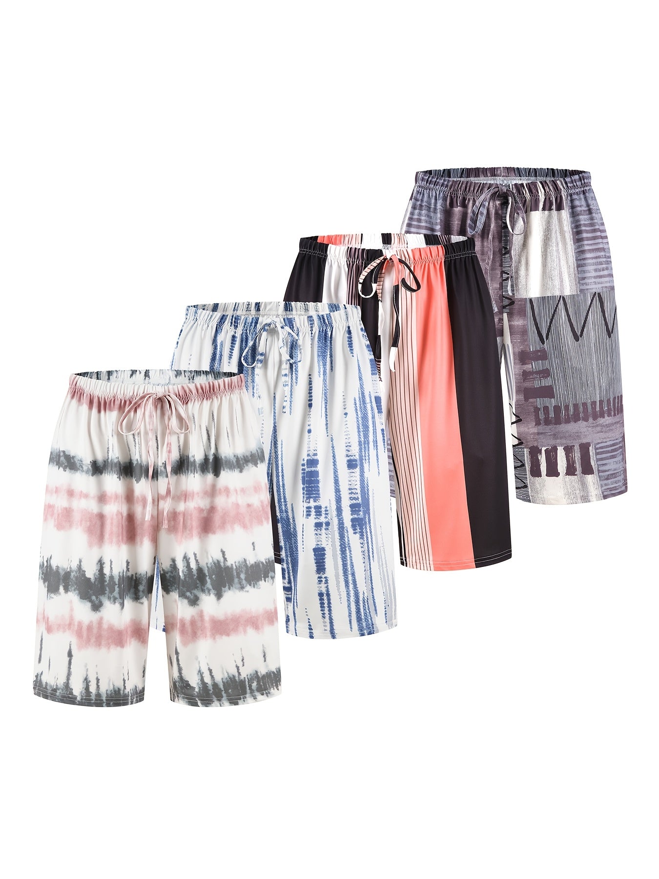 Набор из 4 мужских повседневных шорт для пляжа, большой размер, шорты для отпуска