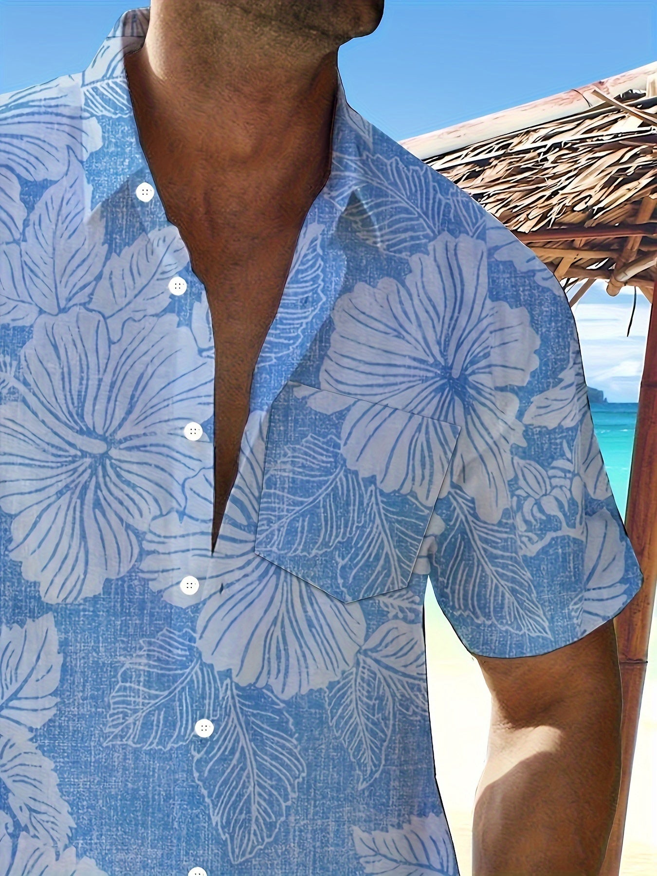 Yoz uchun erkaklar uchun katta o'lchamdagi gullar grafik printli ko'ylak