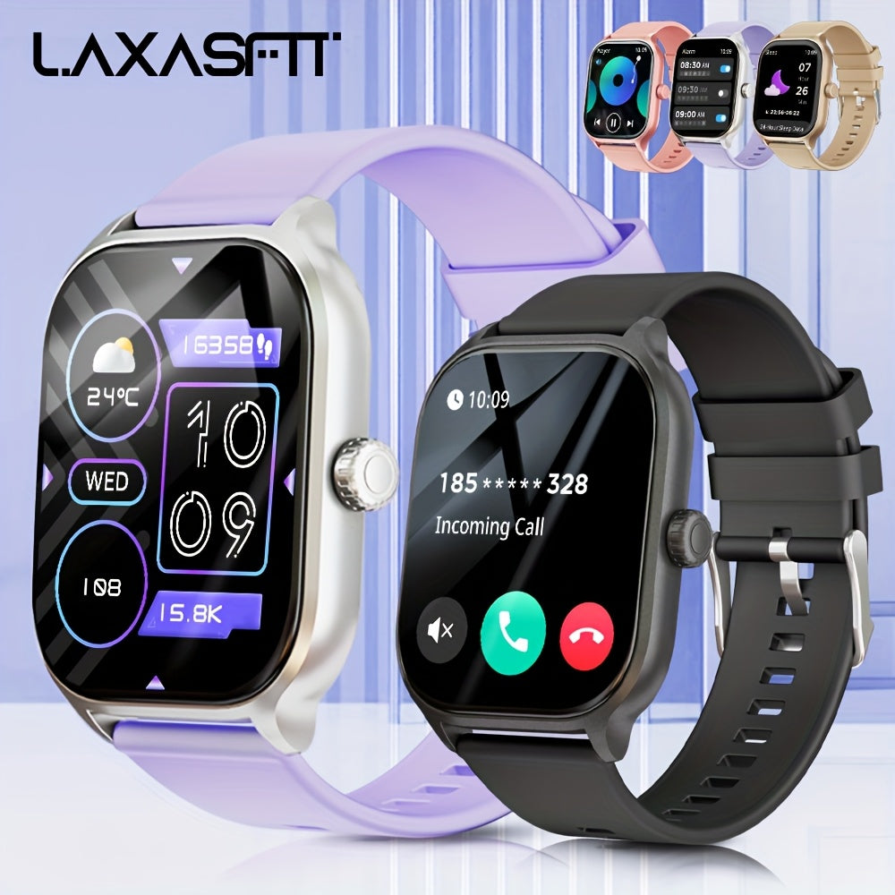 LAXASFIT Смарт-часы с 5,11 см полным сенсорным экраном, беспроводной связью 5.3, фитнес-трекером, более 100 спортивными режимами, уведомлениями о звонках и сообщениях, USB-зарядкой, совместимостью с Android/iPhone, стильным дизайном для мужчин &