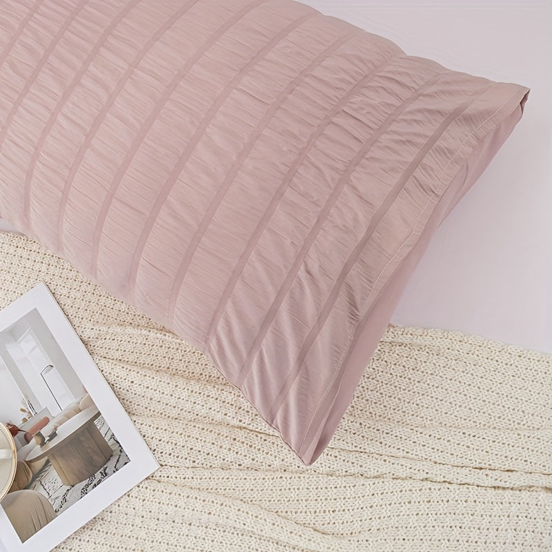 Set Of 2 Polyester Pillowcases 50x70cm Bubble Gauze Cutwork Skin-Friendly