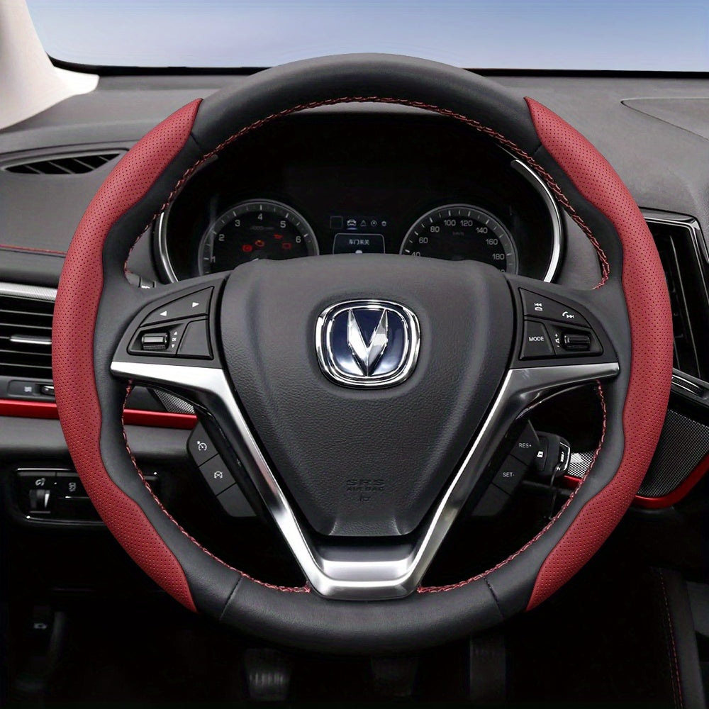 Universal Breathable Faux Leather Steering Wheel Cover Non-Slip Durable For All Seasons