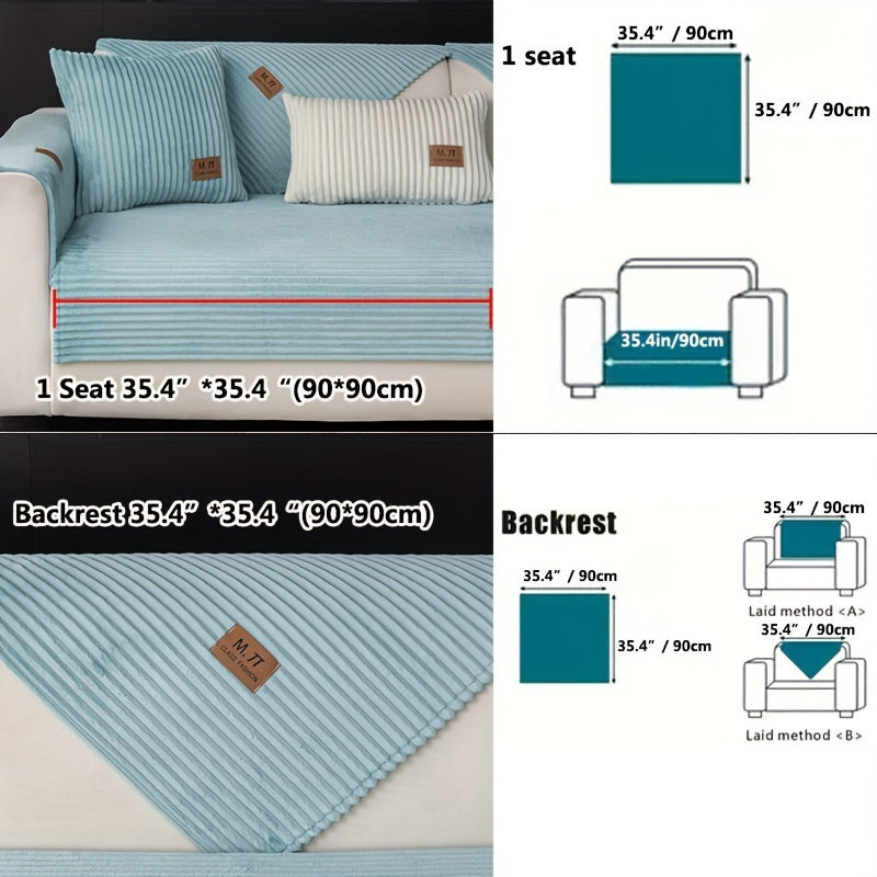 Плюшевый чехол на диван, толстый, теплый, зимний, противоскользящий, современный, дружелюбный к питомцам, для гостиной, спальни, офиса