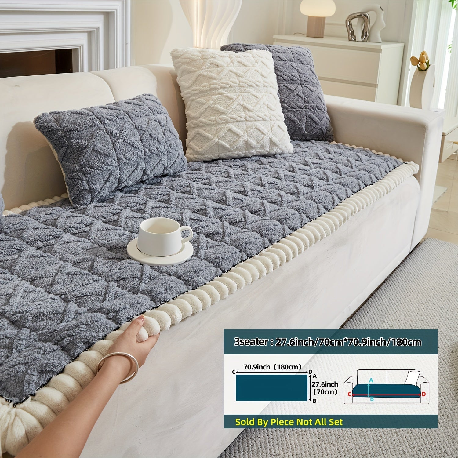 Bohemian Quilted Sofa Cover Plush Fabric Non-Slip Machine Washable Decorative