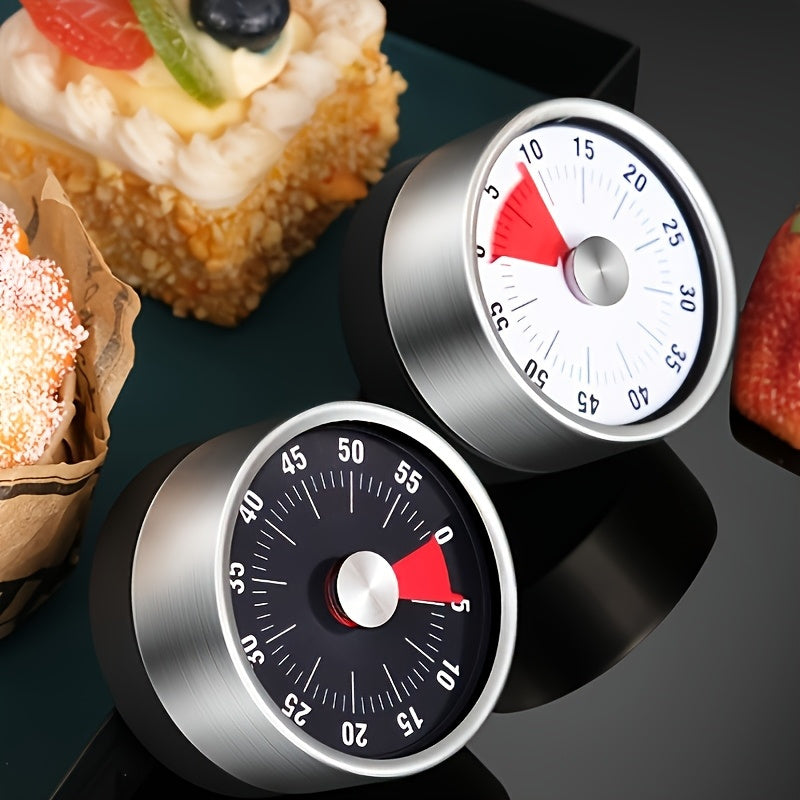 Stainless Steel oshxona taymer 60 daqiqalik mexanik hisoblagich, ikki tomonlama displey, qizil va oq