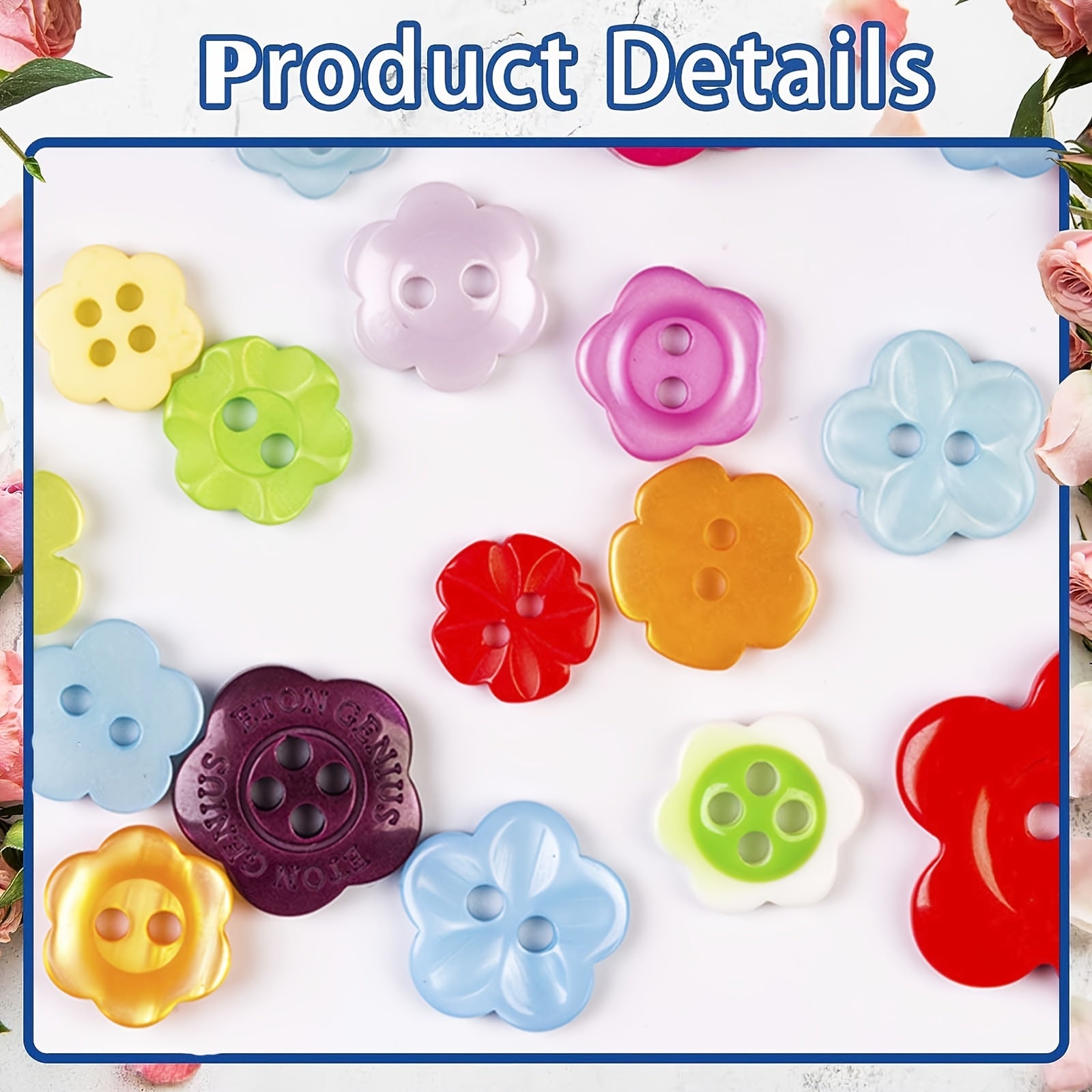 Rang-barang rezin tugmachalar to'plami, turli shakl va o'lchamlarda, hunarmandchilik va bezak uchun