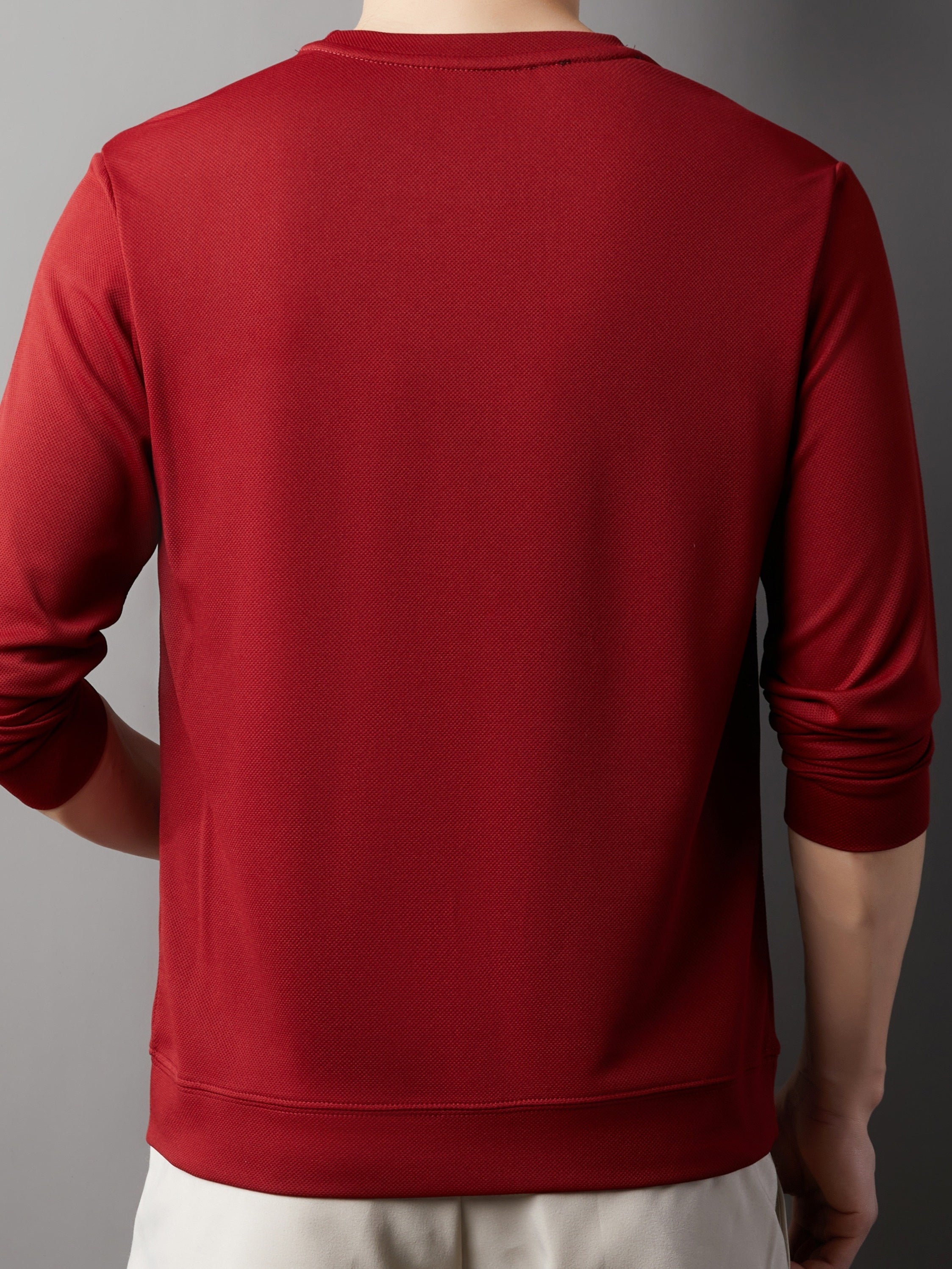 Erkaklar uchun vintage uslubidagi uzun qo'lqopli krujka yoqasi sviter, ko'krak emblemasi bilan - kuz uchun mukammal