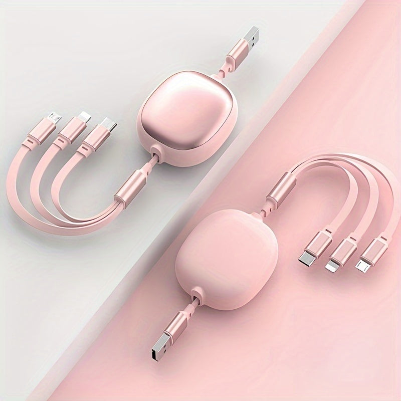 3-in-1 Retractable USB Charging Cable 100W Fast Charging Data Sync for iPhone Samsung Huawei
