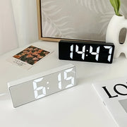 LED Mirror Alarm Clock with Digital Display Snooze USB Night Light for Bedroom Office