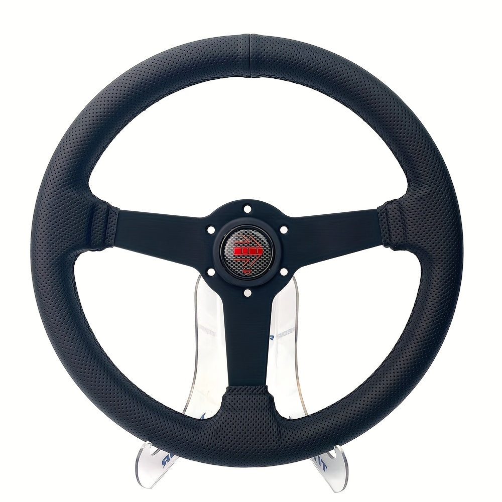 Drift Steering Wheel Flat 33.02cm Racing Rally Style Perforated Leather