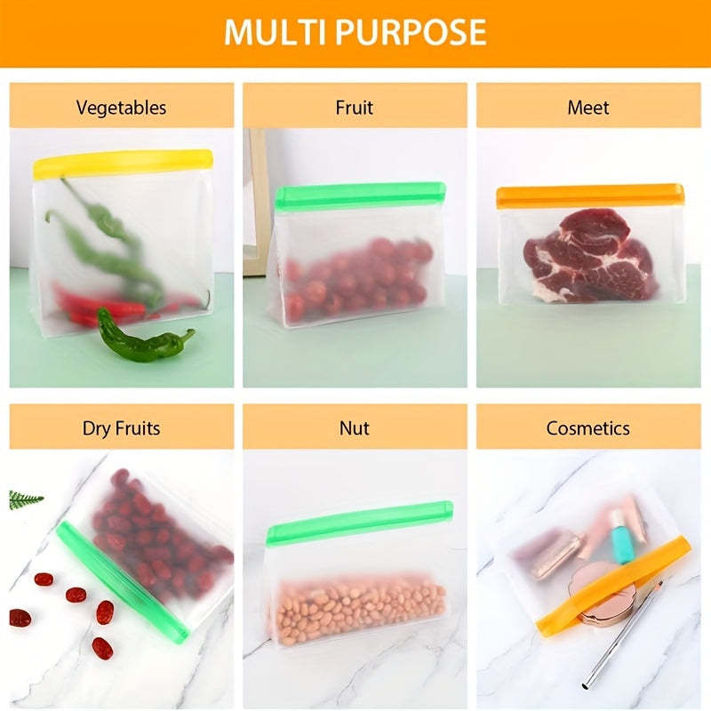 Pack of 8 BPA-Free Gallon Size PEVA Reusable Freezer Storage Bags Leakproof Durable for Meal Prep Snacks Sandwiches