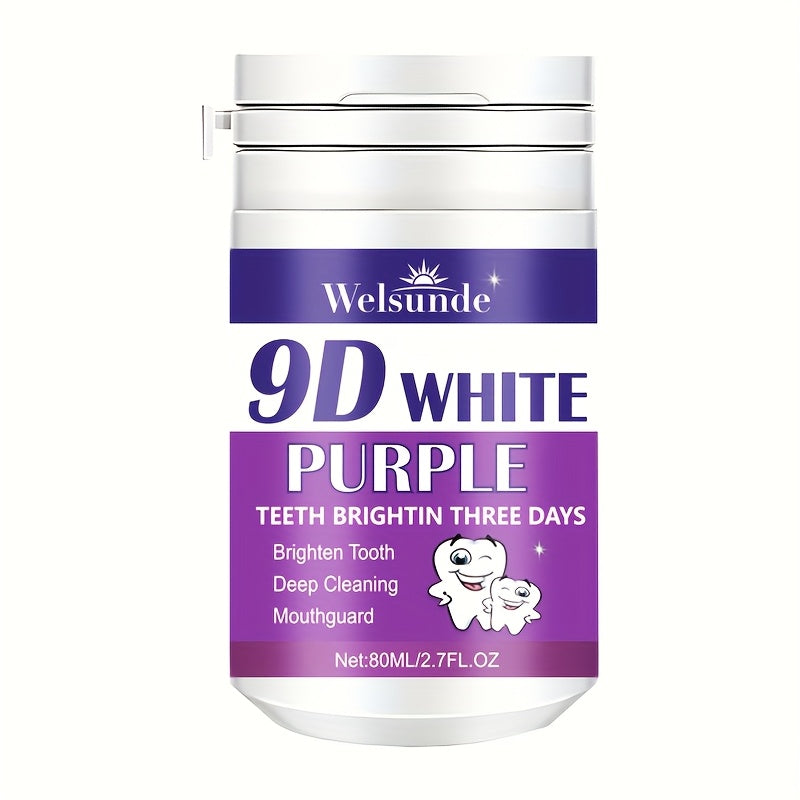 9D White Purple Tooth Powder Deep Cleans Brightens Breath 80g