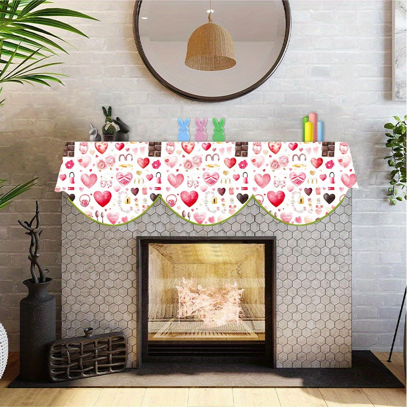 Valentine's Day Love Heart Fireplace Mantle Scarf 49.78cmx78.7cm Winter Decor