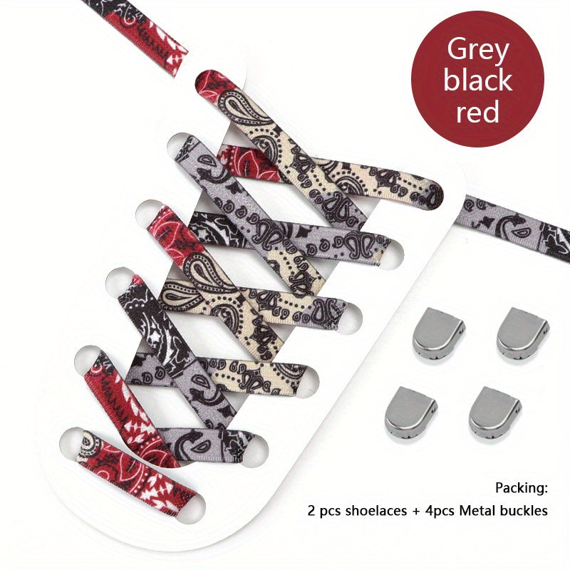 Unisex Elastic Cashew Flower Shoelaces 100cm for Sports and Casual Shoes