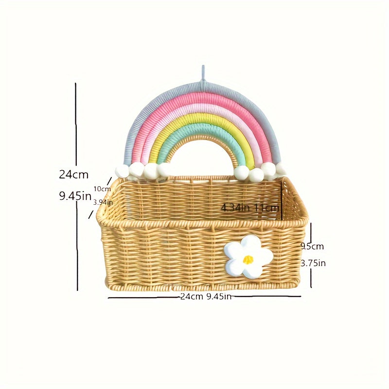 Rainbow Bamboo Basket for Snacks Cosmetics Keepsakes