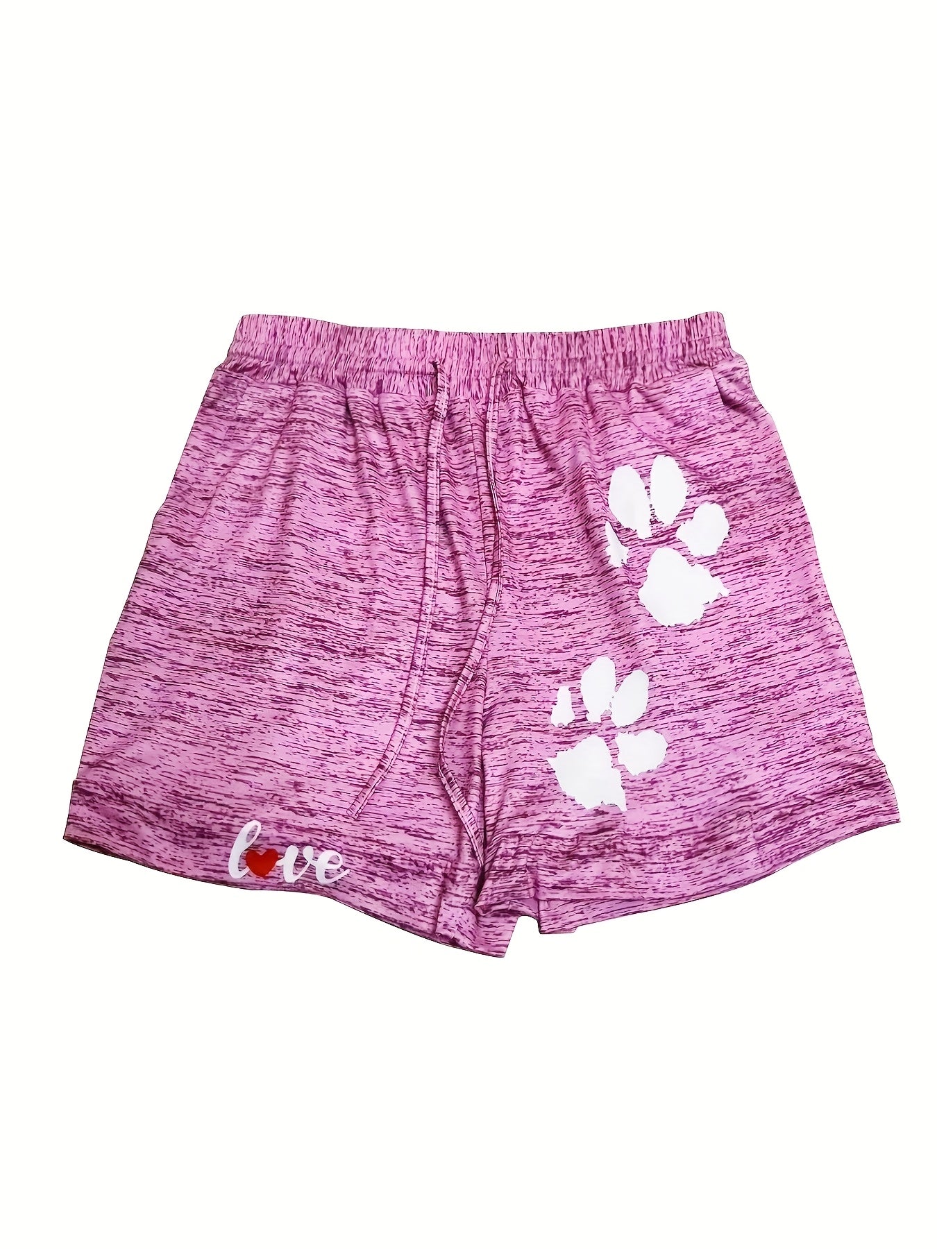 Шорты для женщин больших размеров летние повседневные с рисунком лапы и дизайном любви