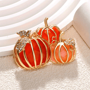 Enamel Pumpkin Halloween Brooch Pin for All Genders Plant-Inspired Festive Accessory