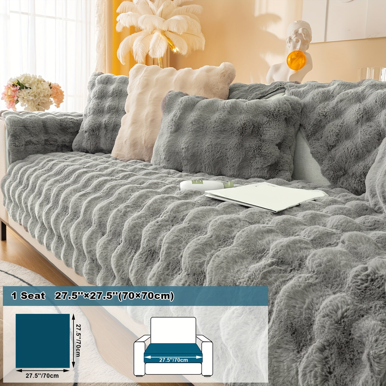 Имитация кролика плюшевая подушка-диван для домашних животных, дружелюбная к собакам с нескользящим чехлом для защиты мебели и декора в спальне, офисе или гостиной.