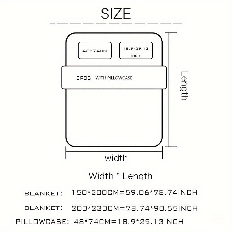 Double-Sided Taffeta Blanket Set with Matching Pillowcases for Winter Sofa Bed Living Room