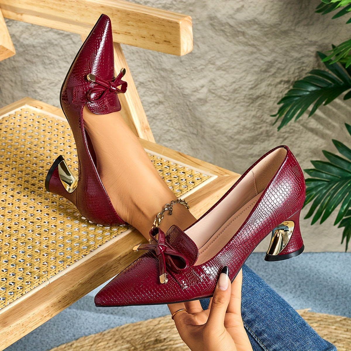 Women's Casual High Heels Thick Heel Autumn Winter Comfortable Black