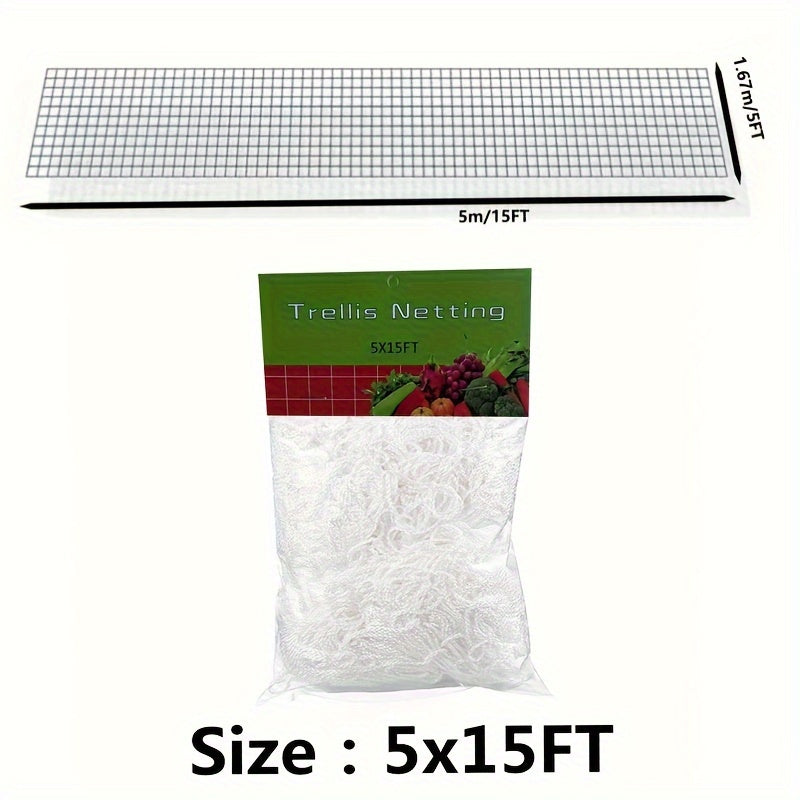 Heavy-Duty Polyester Plant Trellis Netting 5x15ft 6in Mesh for Climbing Vegetables Fruits Flowers