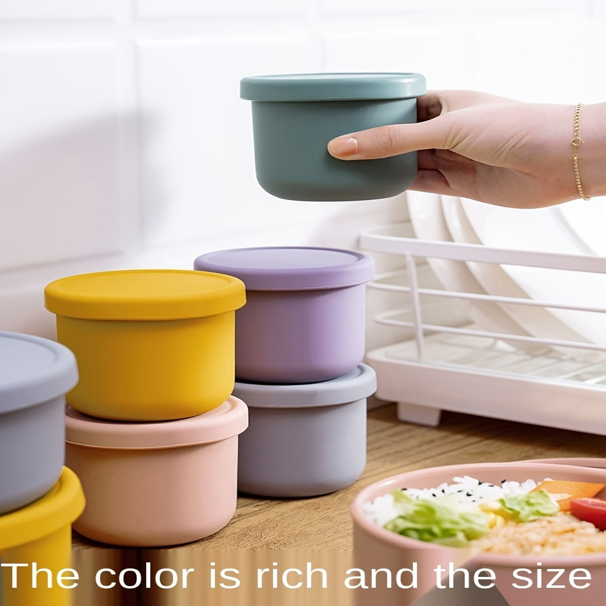 Multi-Functional Silicone Storage Container Microwave Freezer BPA-Free Circular Kitchen with Flip-Top