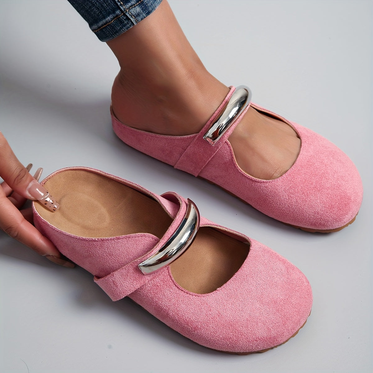 Women's Slip-On Mary Jane Shoes with Thick Platform Yellow Fabric