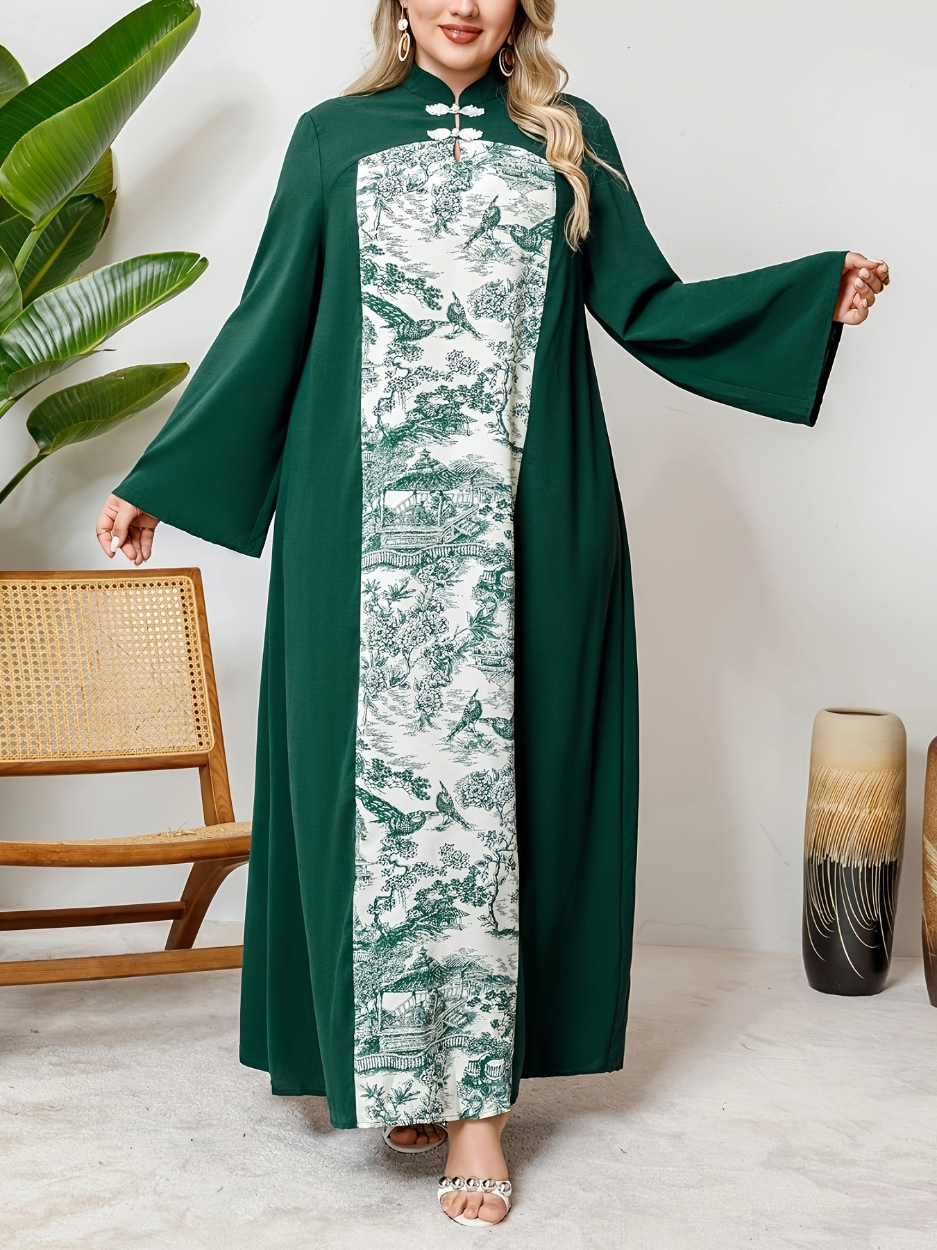 Women's Mandarain Collar Tunic Dress Polyester All-Season Loose Fit