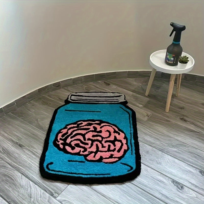 Ilmiy monster dizayni bilan yumshoq flanel maydon gilami - sirpanmaydigan, yuvilishi mumkin va rangsizlanishga qarshi - yashash xonasi, yotoqxona yoki kirish joyi uchun - qulay uy bezaklari qo'shimchasi