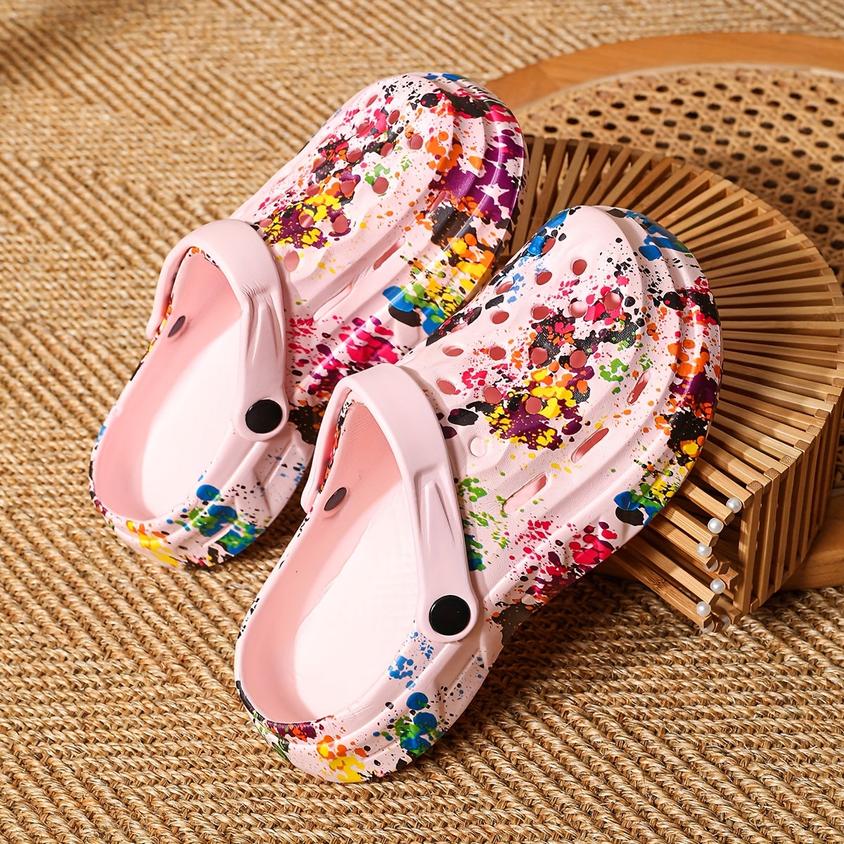 Girls EVA Slides with Colorful Cartoon and Floral Print