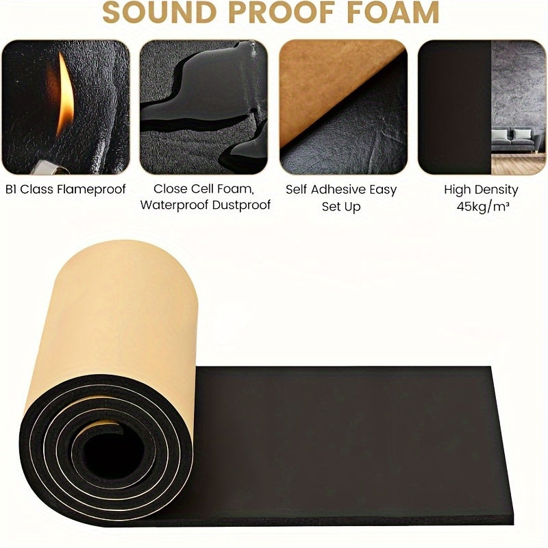 Car Engine Hood Firewall Insulation Foam Black Soundproof Heat-Resistant 5mm