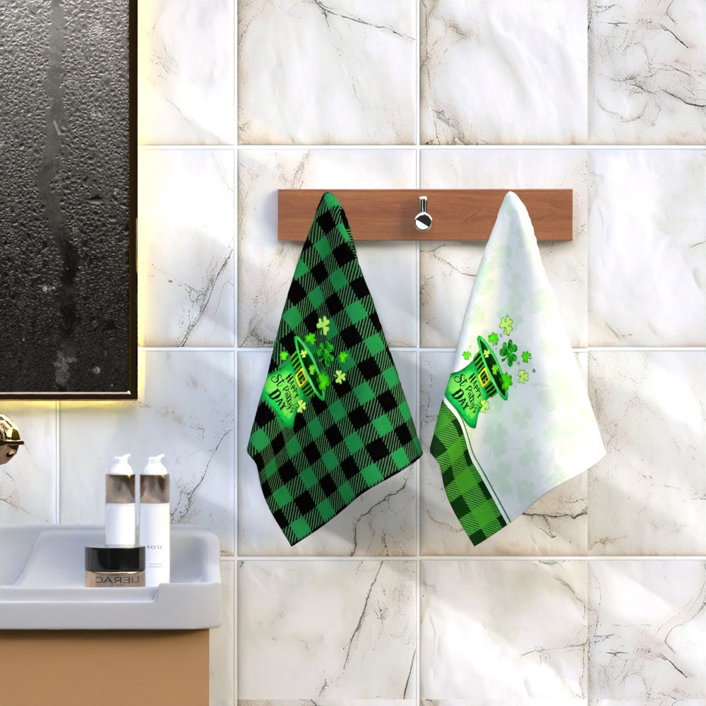 Ikki dona St. Patrick's Day choy sochiq, 45x66cm, so'radigan, tez quriydigan, shamrock bilan