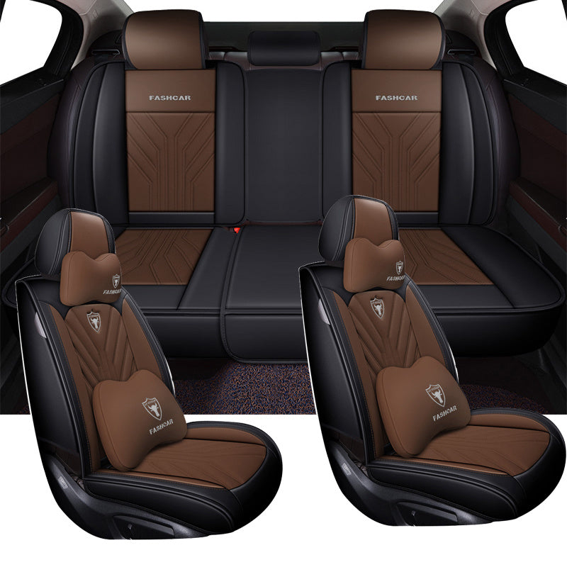Full Coverage PU Leather Car Seat Covers All-Season Durable Five-Seater