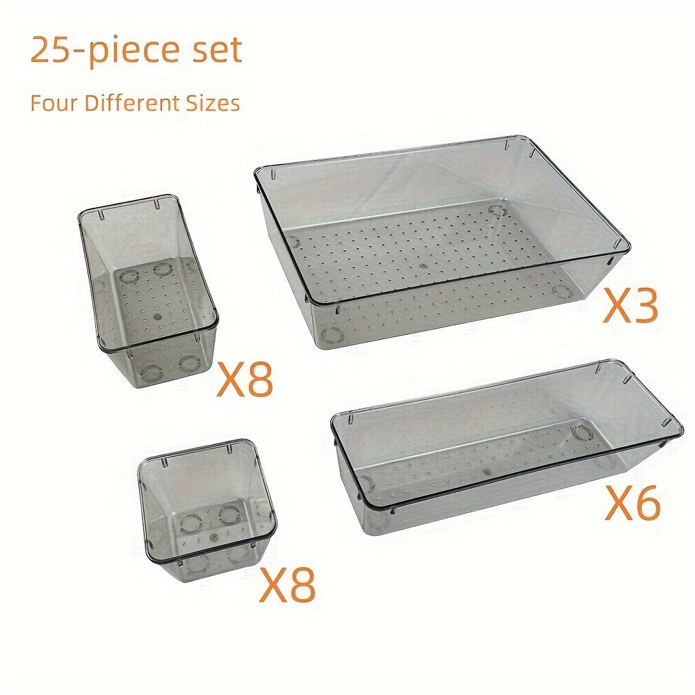 25pcs Multi-Functional Plastic Storage Box with Dividers for Organization