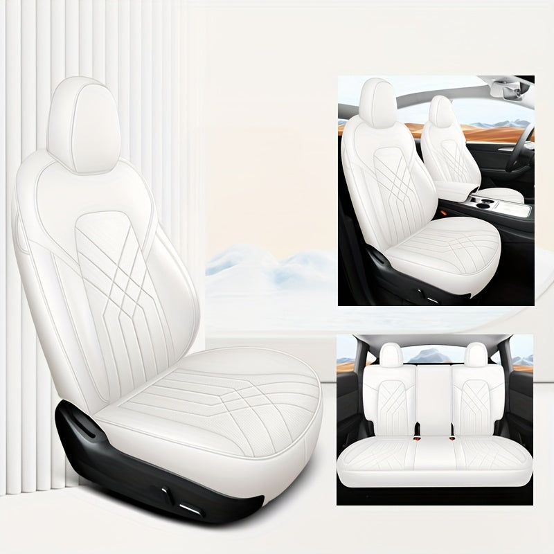 Luxury Nappa Leather Car Seat Covers Full Set for Tesla Model Y 2020-2024