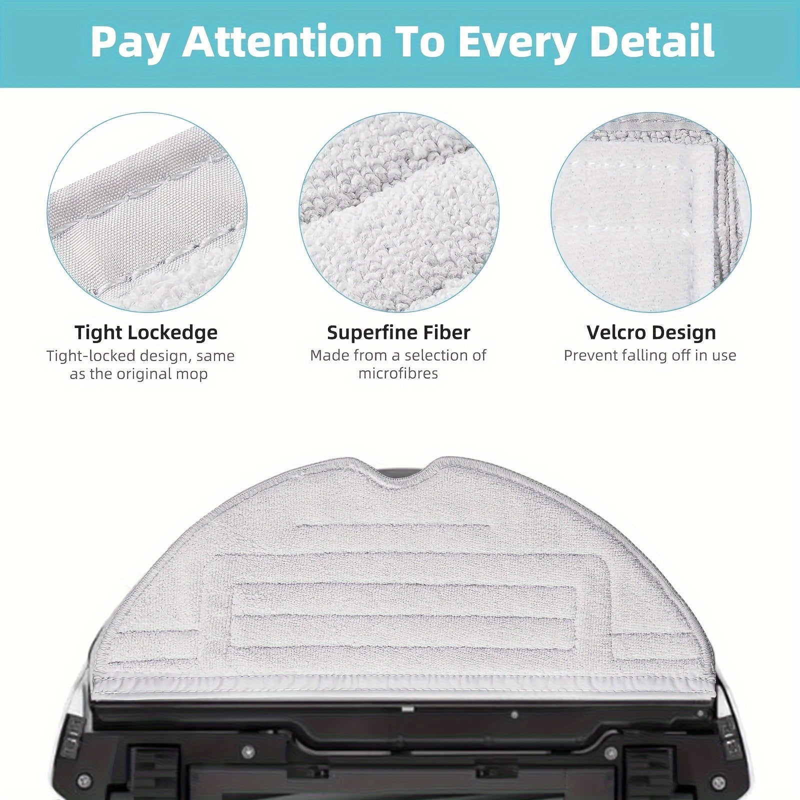 Set of 4 Microfiber Vacuum Mop Pads for Roborock T7S S8 S8+ S7 Series Hard Floor Cleaning