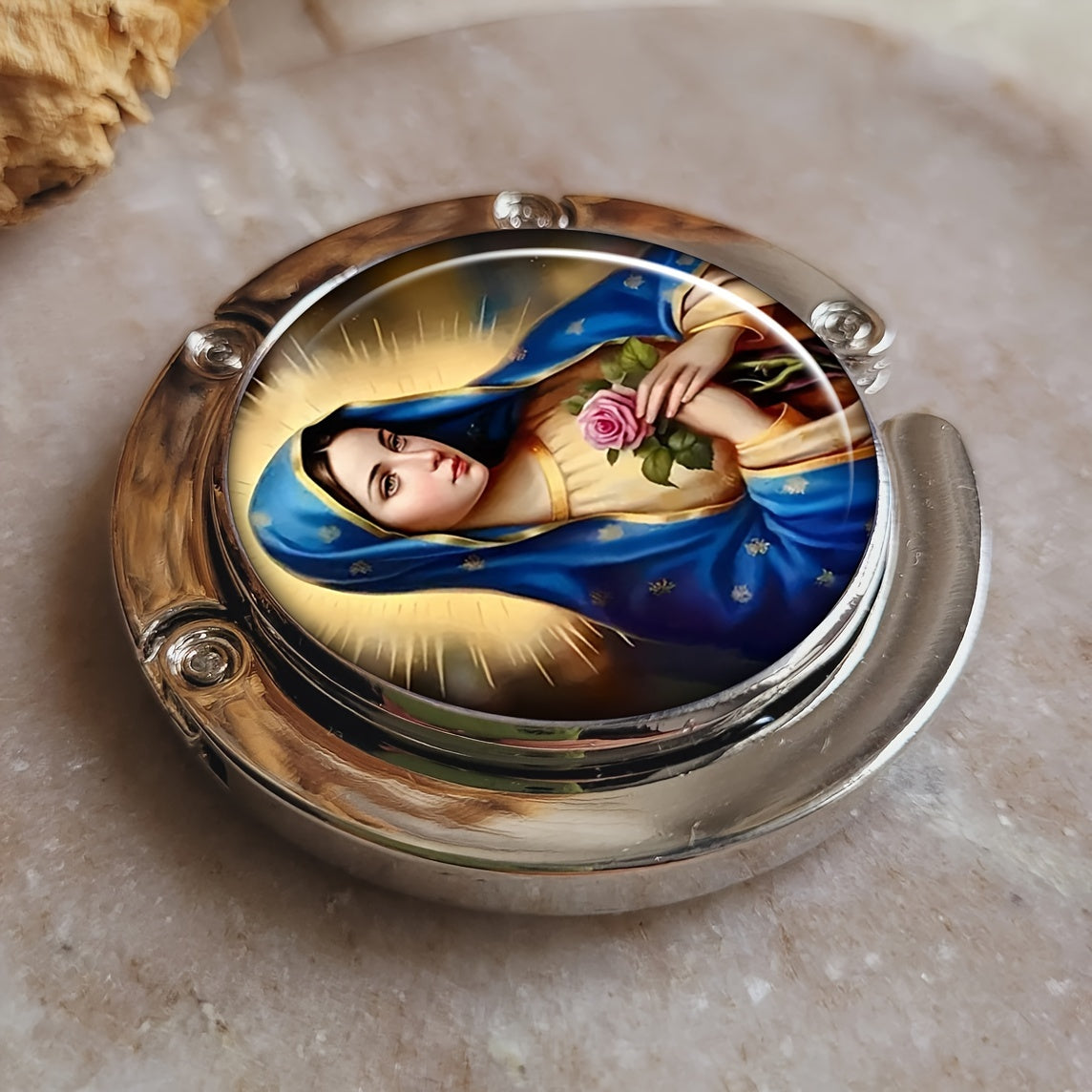 Foldable Handbag Hook for Table Virgin Mary Design Portable Purse Hanger