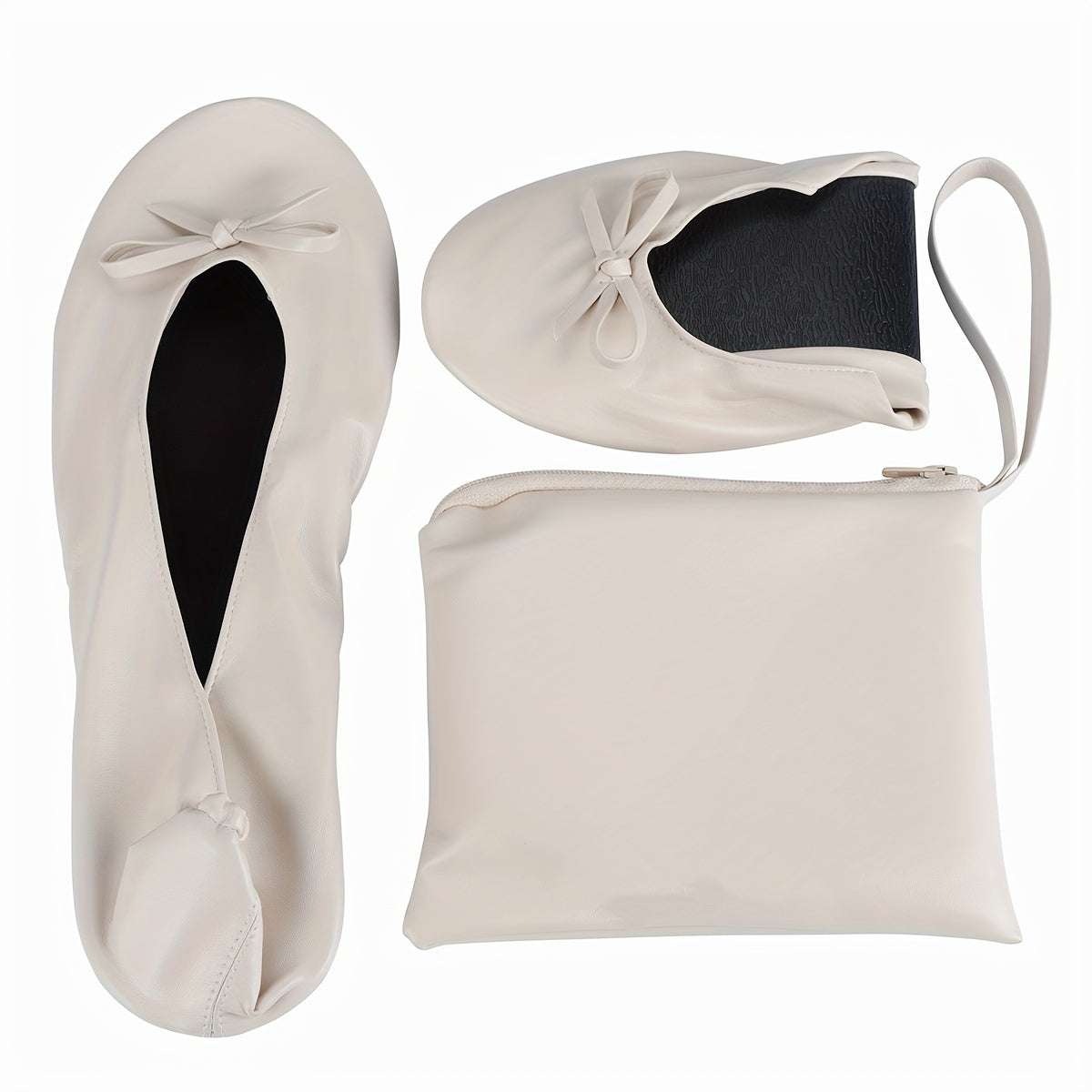 Women's Gold Ballet Flats with Sequin Bow Slip-On Dress Shoes