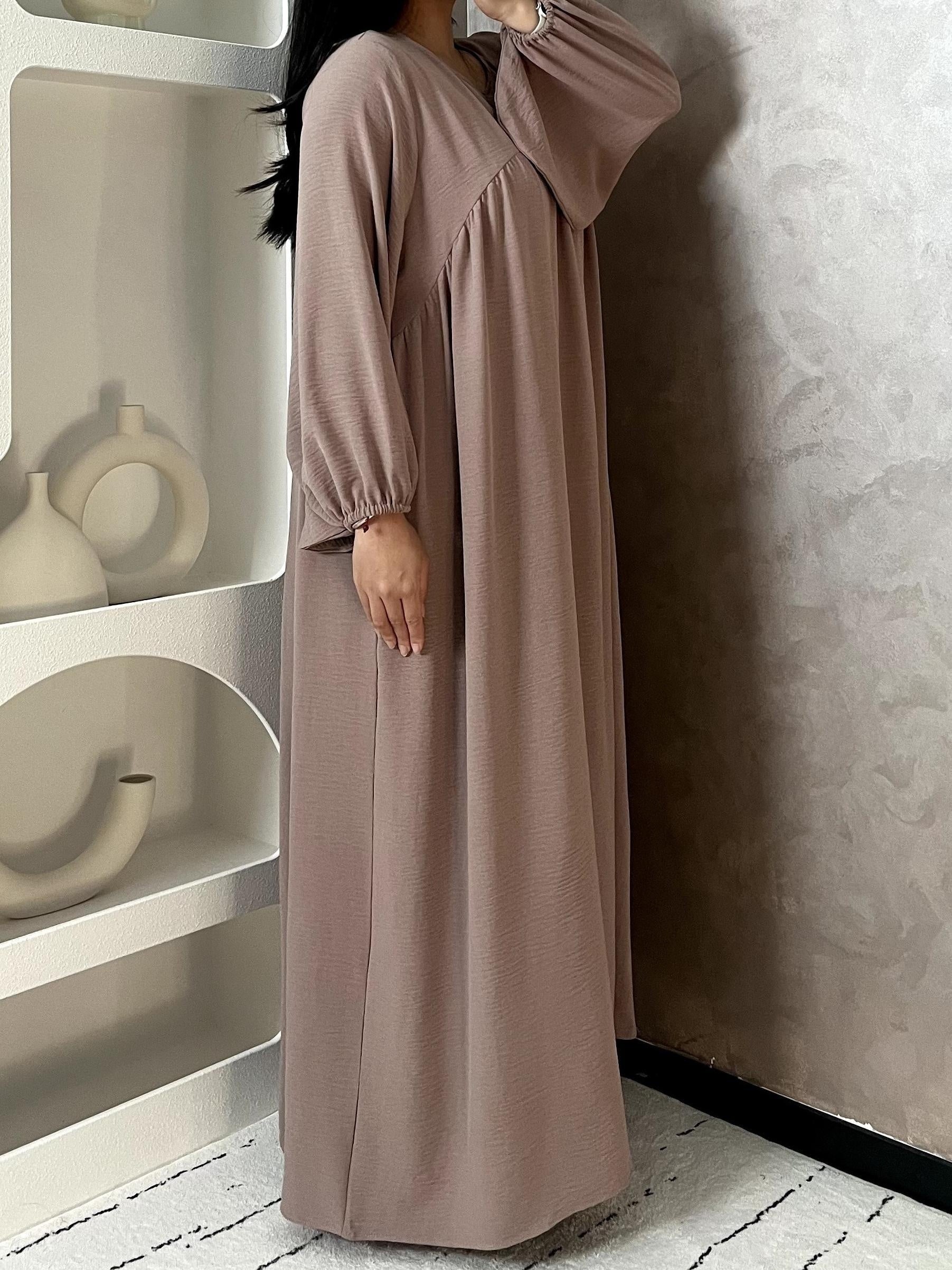 Vestido plisado con mangas globo para mujer, talla única