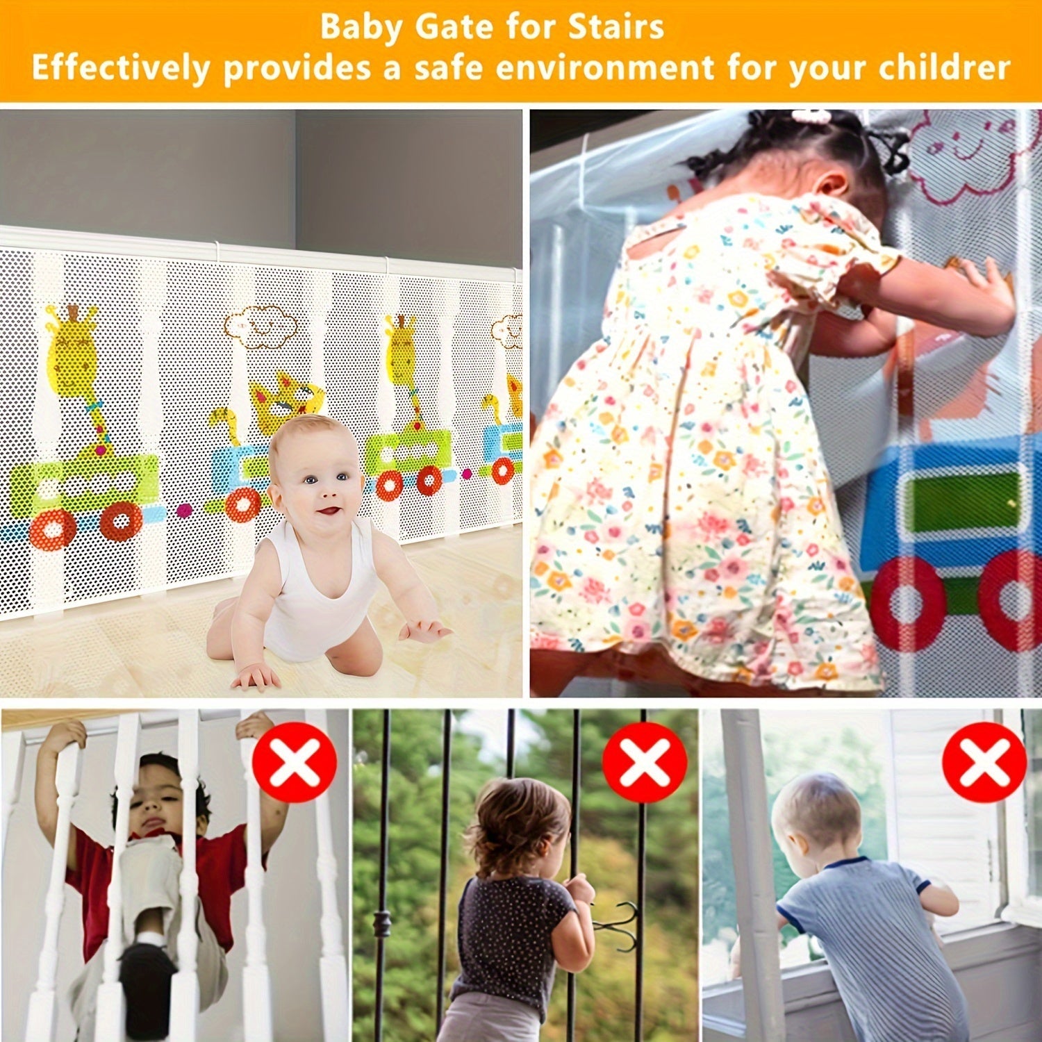 Safety Net for Staircases and Balconies with Colorful Prints