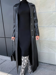 Abrigo largo de manga larga para mujer con botones, de poliéster sólido, otoño e invierno