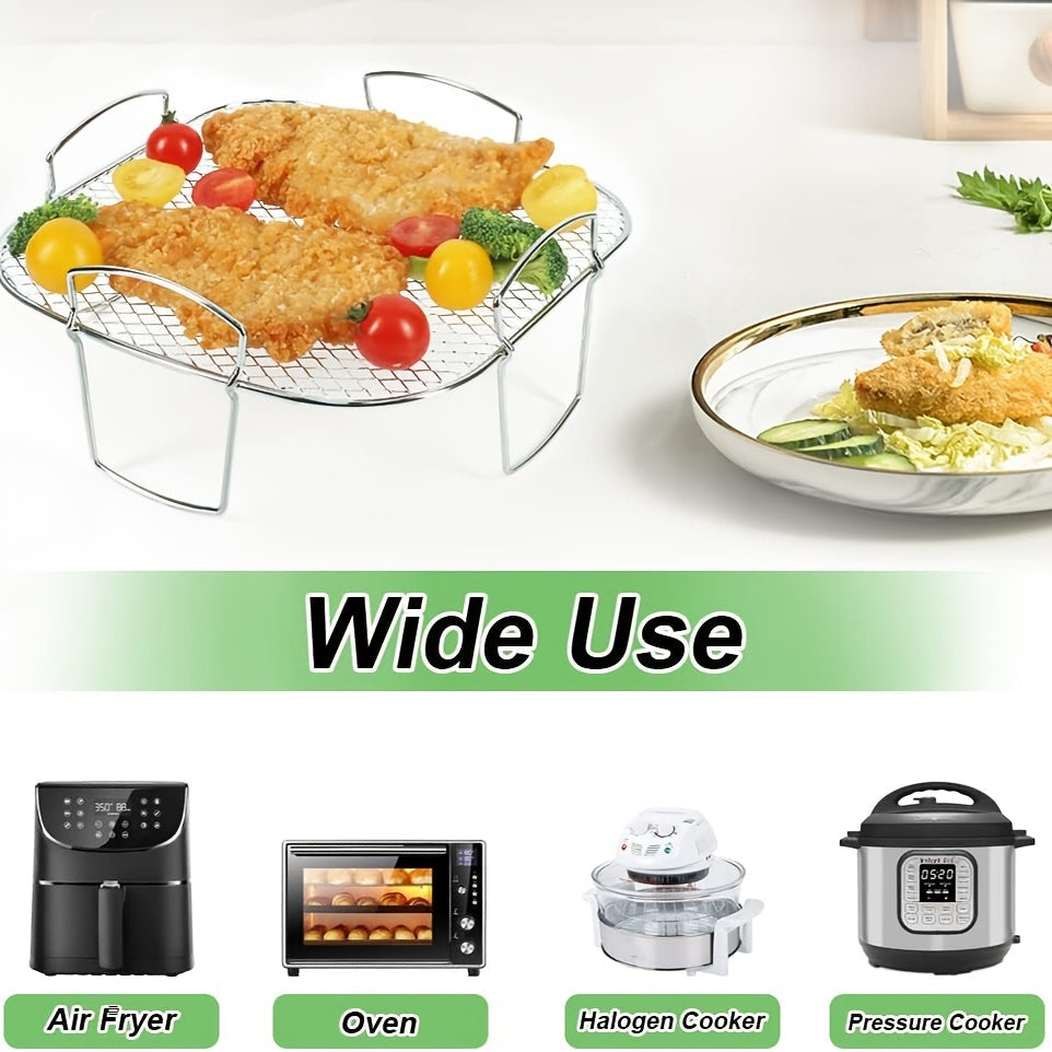 304 Stainless Steel Mesh Air Fryer Rack with Detachable Layers for Cooking and Roasting