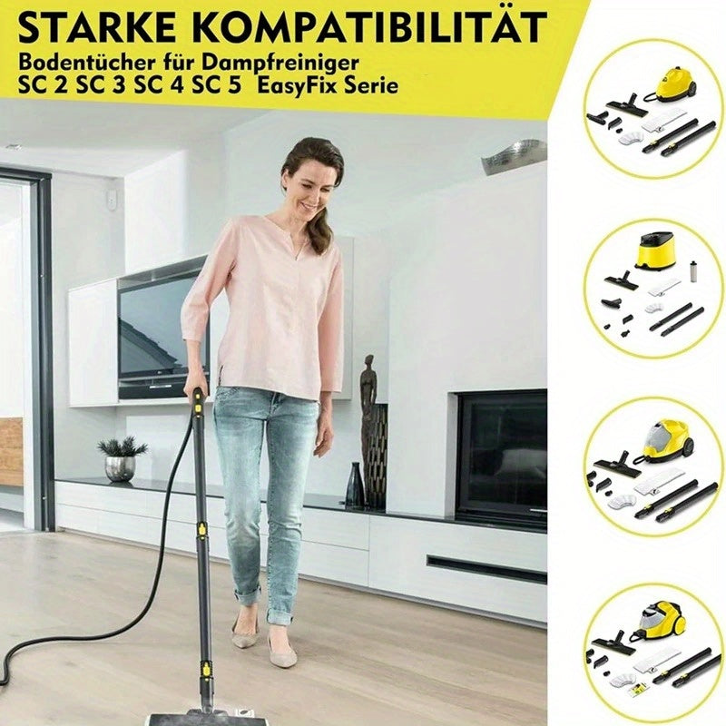 Karcher bug'latgich uchun qayta ishlatiladigan mikrofiber mato qo'shimchalari, Easyfix SC1, SC2, SC3, SC4, SC5 modellari - Easyfix tizimi bilan mos keladi, bug'latgich mopa padlari va pol tozalash uchun ideal