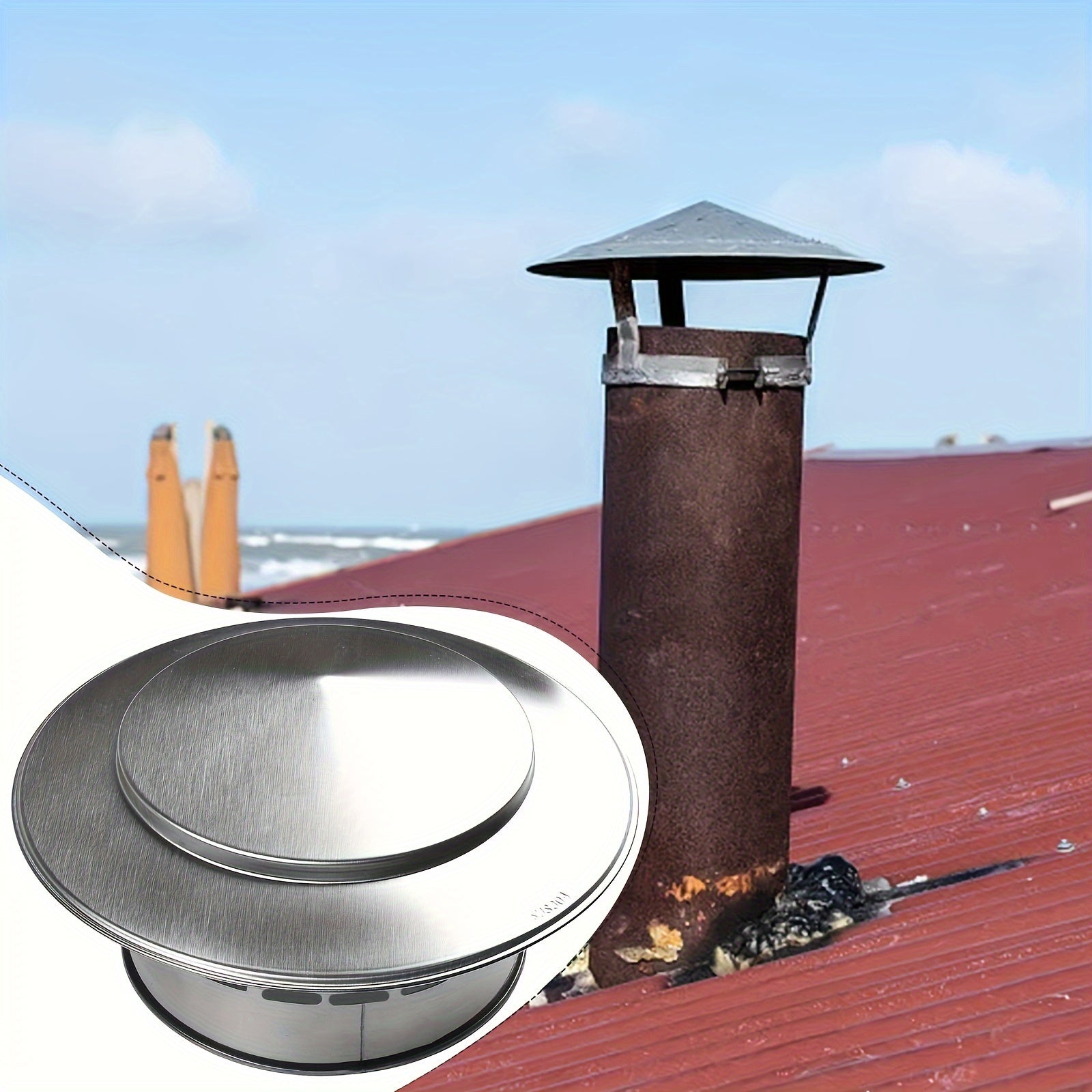 Durable Stainless Steel Chimney Cap Rainproof Vent Cover for Flue and Duct Pipes