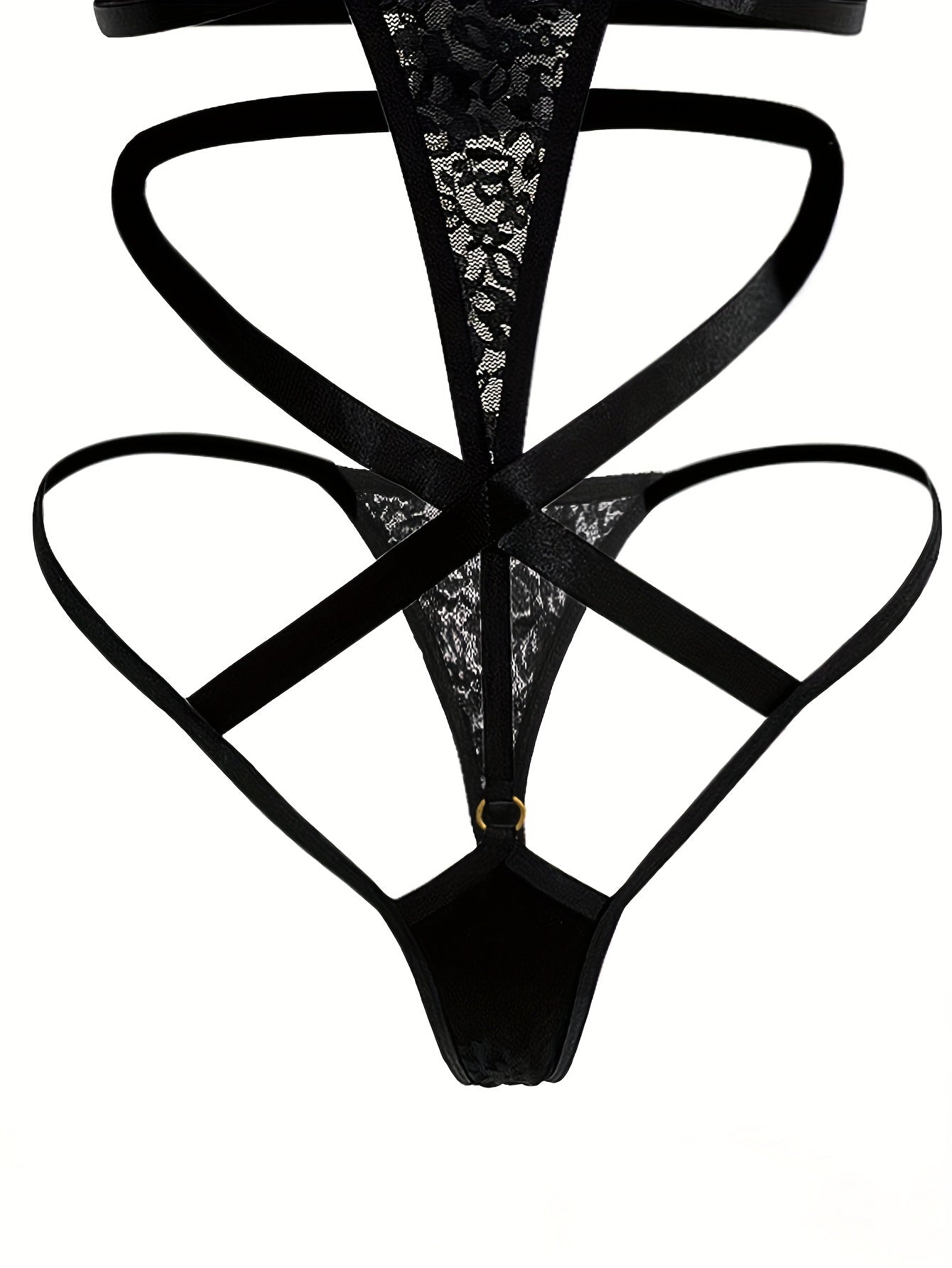 Women's Lace Teddy and Thong Set Black Small
