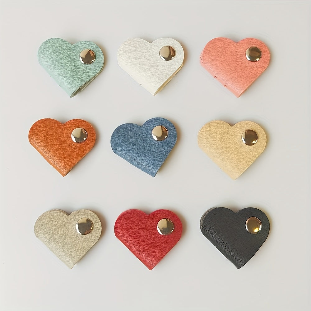 Heart-Shaped PVC Leather Cable Organizer Set for Headphones and Charging Cords