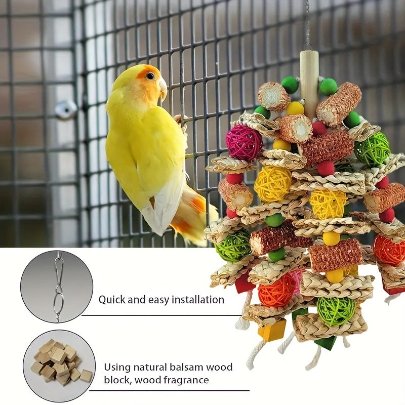 Colorful Wooden Bird Swing Toy with Bell for Small Birds Finches Budgies Conures Lovebirds
