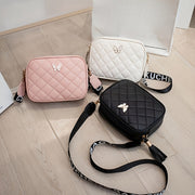 Girls Crossbody Bag PVC Diamond Lattice Adjustable Zipper Casual Fashion